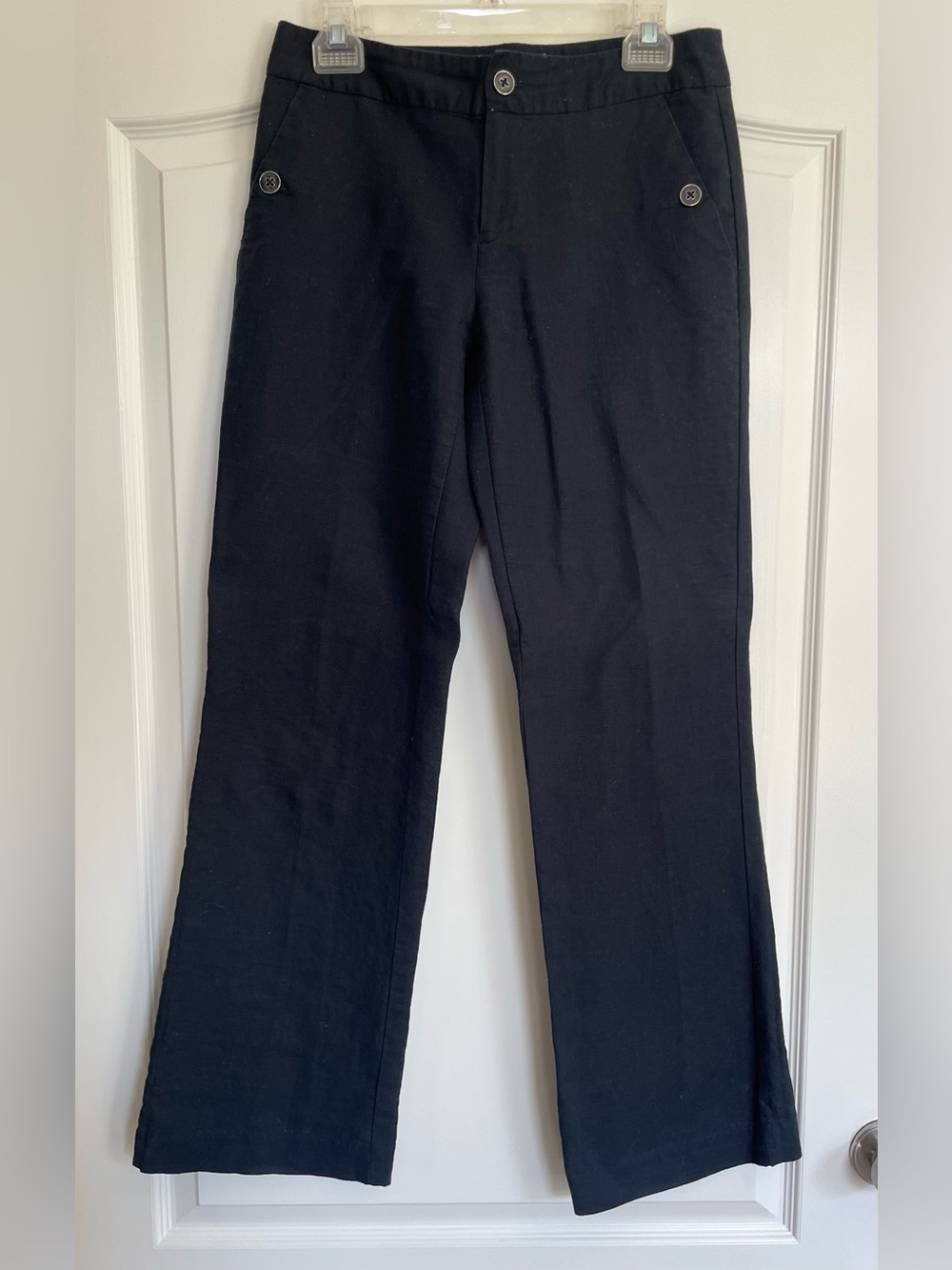 Banana Republic Navy Linen Straight-Leg Pants